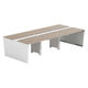 【軒先渡し】LASHデスク ベンチホール脚 幅3000×奥行1400×高さ720mm オーク天板/ホワイト脚 1台（直送品）