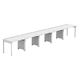 【軒先渡し】LASHデスク フォーレッグハーフ脚 幅5000×奥行700×高さ720mm ホワイト天板/ホワイト脚 1台（直送品）