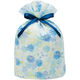 包む ギフト巾着バッグ グリタリングフラワー 不織布 マチあり LL 幅400 ブルー TD025 1セット(1枚×2)（直送品）