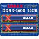 UMAX ディスクトップ用メモリー UDIMM DDR3ー1600 16GB(8GB×2) H/S UM-DDR3D-1600-16GBHS 1個