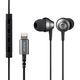 エレコム マイク付きイヤホン ライトニング端子 カナル型 10.0mmドライバー 高耐久ケーブル採用 ブラック EHP-LFS12CMBK 1個