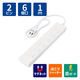 電源タップ 延長コード 1m 2P 6個口 片手で抜けるレバー付 マグネット 白 T-KF07M-2610WH エレコム 1個