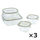 耐熱ガラス 保存容器 オリーブグリーン 角型 1セット(3点セット×3) パック&レンジ PC-PRN4G41 iwaki（イワキ）