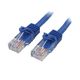 カテゴリ5e LANケーブル(Cat5e)RJ45コネクタ(ツメ折れ防止カバー付き)0.5m ブルー 45PAT50CMBL 1個（直送品）