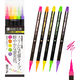 あかしや 極細毛筆 「彩」ThinLINE neon 蛍光 5色セット TLN-5VA 1セット(5色)
