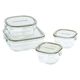 耐熱ガラス 保存容器 オリーブグリーン 角型 4点セット パック&レンジ PC-PRN4G41 iwaki（イワキ）