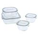耐熱ガラス 保存容器 クールグレー 角型 4点セット パック&レンジ PCPRN4GY21 iwaki（イワキ）