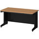 プラス スチールOAデスク フラットライン＋(プラス) 平机 引出付 ミディアムウッド/ブラック 幅1400×奥行700×高さ720ｍｍ 1台(2梱包)