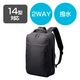 リュック バックパック 2way 14.0型 12L 撥水加工 高耐久ファスナー ブラック BM-BPTWBK エレコム 1個
