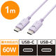 タイプCケーブル (USB-C to C) PD対応 60W 1m スリーピー MPA-CCF10PUF エレコム 1本